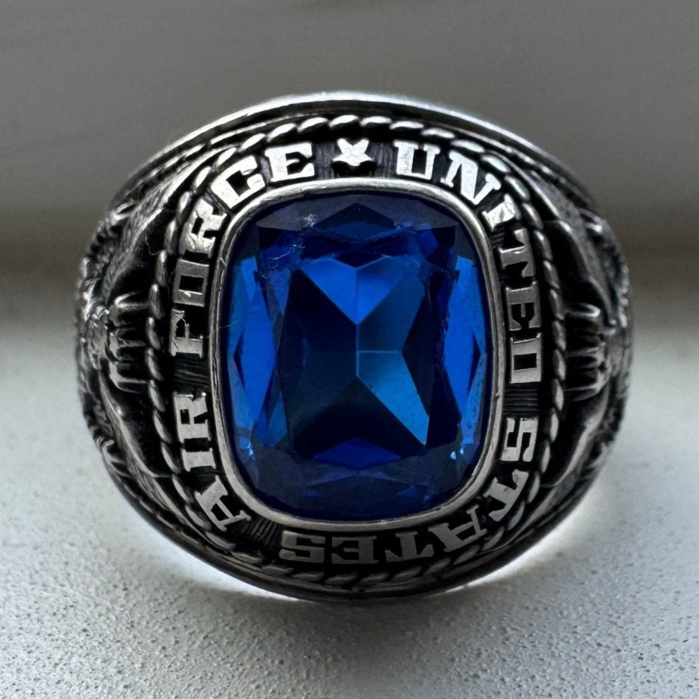 Jostens LTM USAF Air Force Lustrium Blue Stone Military Service Ring 10.5 16g
